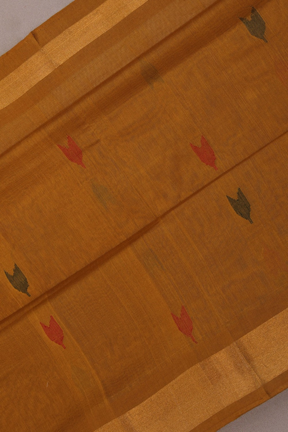 Image of Uppada Cotton Mustard Saree